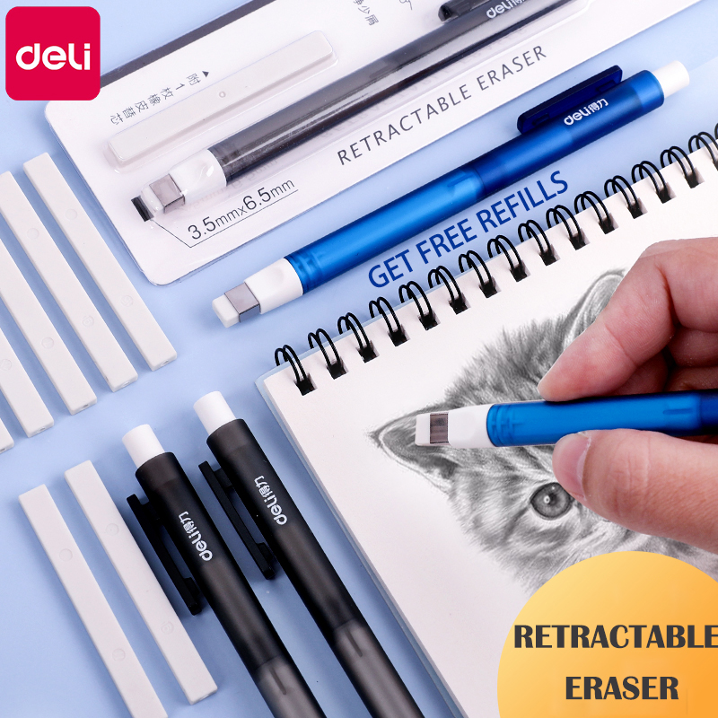 Retractable Pencil Eraser Press Eraser Rubber Student Supplies Writing School Stationery for Kids Student Drawing