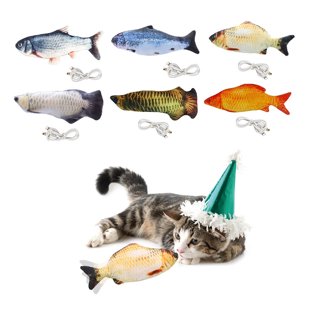 Juguete eléctrico para gato, pez que baila, modelo realista de Animal del océano, carga USB, juguete divertido para ejercicio de gato