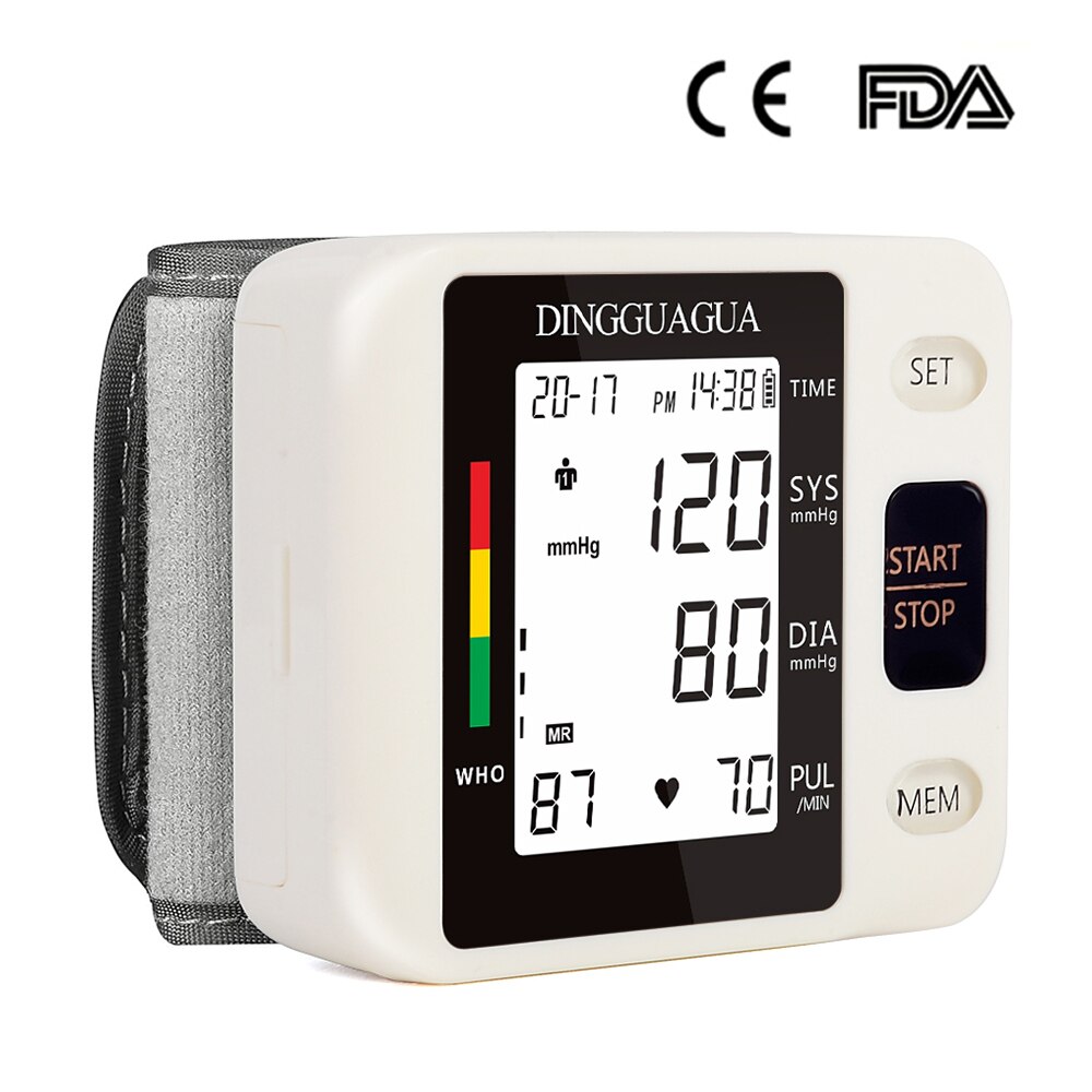 Digitale Pols Bloeddrukmeter Automatische Manchet Pols Bp Monitor Bloeddrukmeter Meter Hartslagmeter Draagbare Tonometer