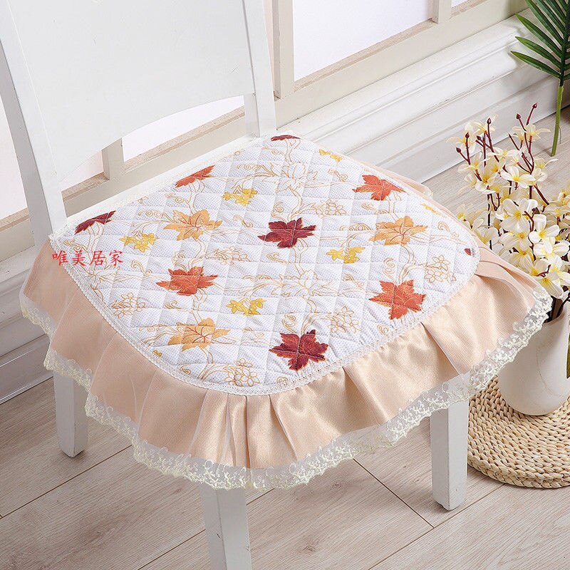 Verdikte stoelkussen student kantoor kruk kussen met kant pastorale eetkamerstoel zitkussens pad vier seizoenen billenmat: Fengye geel