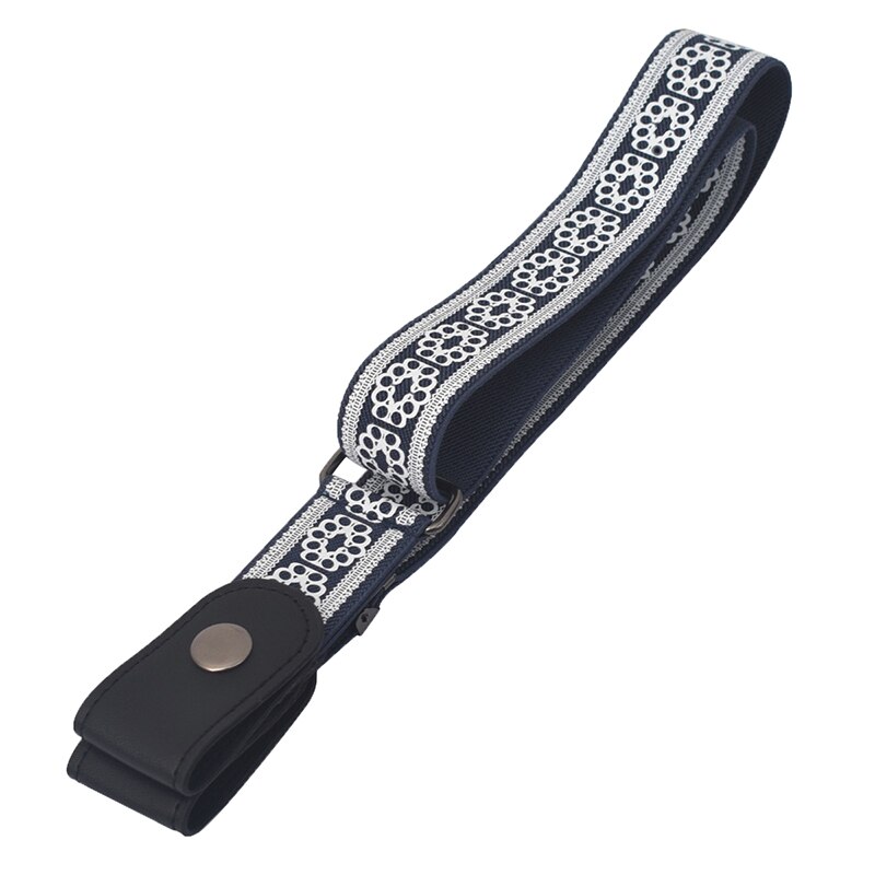 Curea elastica fara catarame femei pentru blugi fara catarama, sansths centura confortabila invizibila fara umflatura fara batai de cap: Bleumarin cu floare