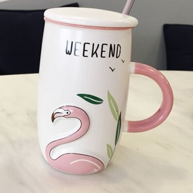 Oussirro flamingo kuvio luonnollinen marmori posliini kahvimuki teetä maito kuppi hääpäivä: D