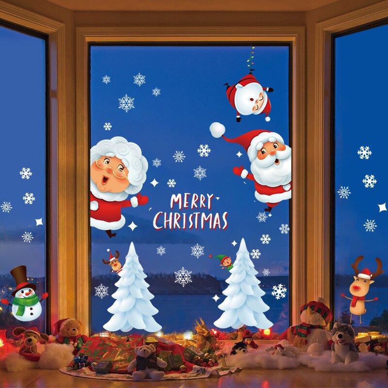 6 stk juleelementer statiske klistermærker til væg og glas hjem xmas dekoration festårsforsyninger ksi 999