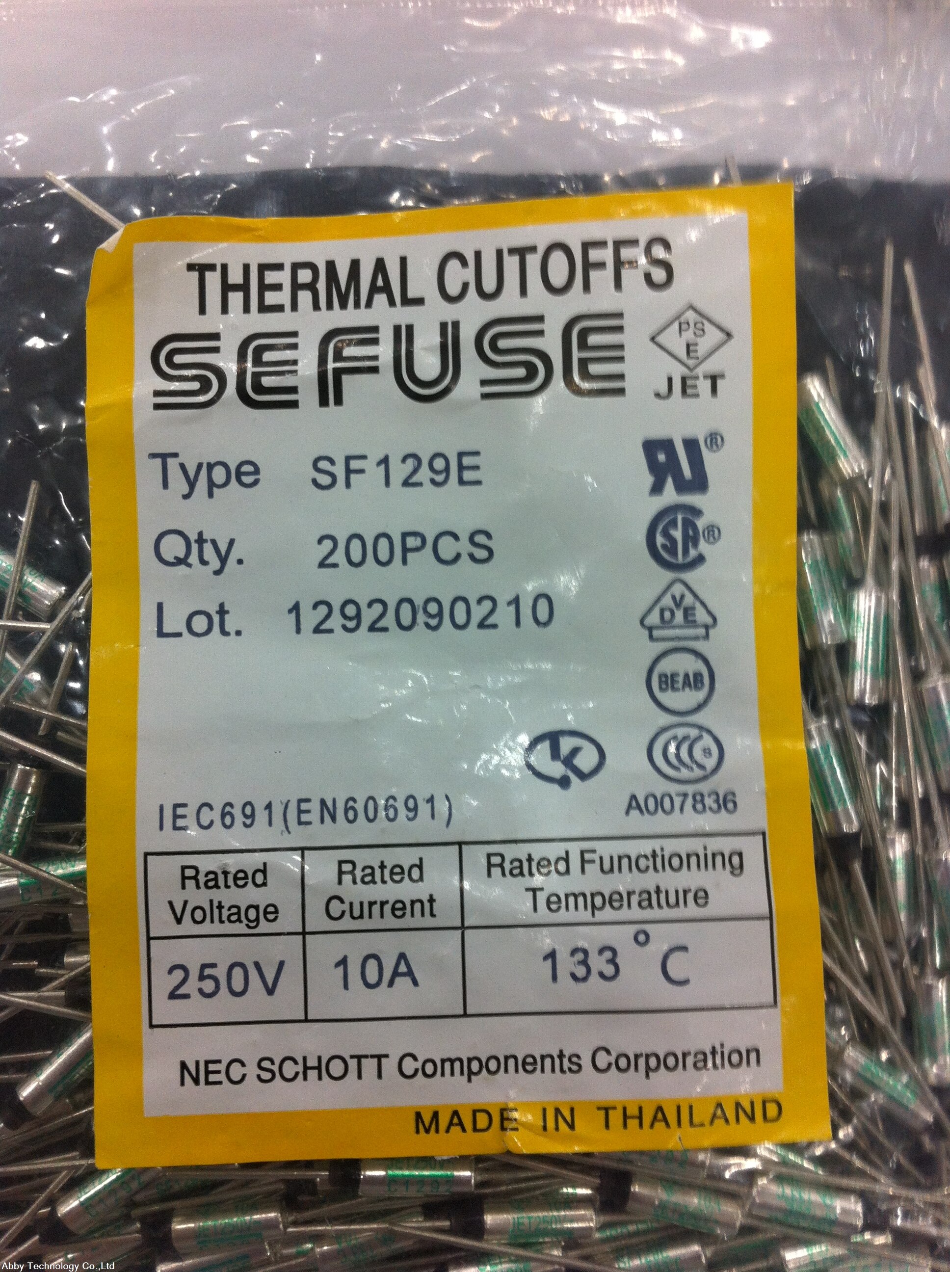 5 STKS SF129E SEFUSE Cutoffs NEC Thermische Zekering 133C 133 Graden 10A 250 V