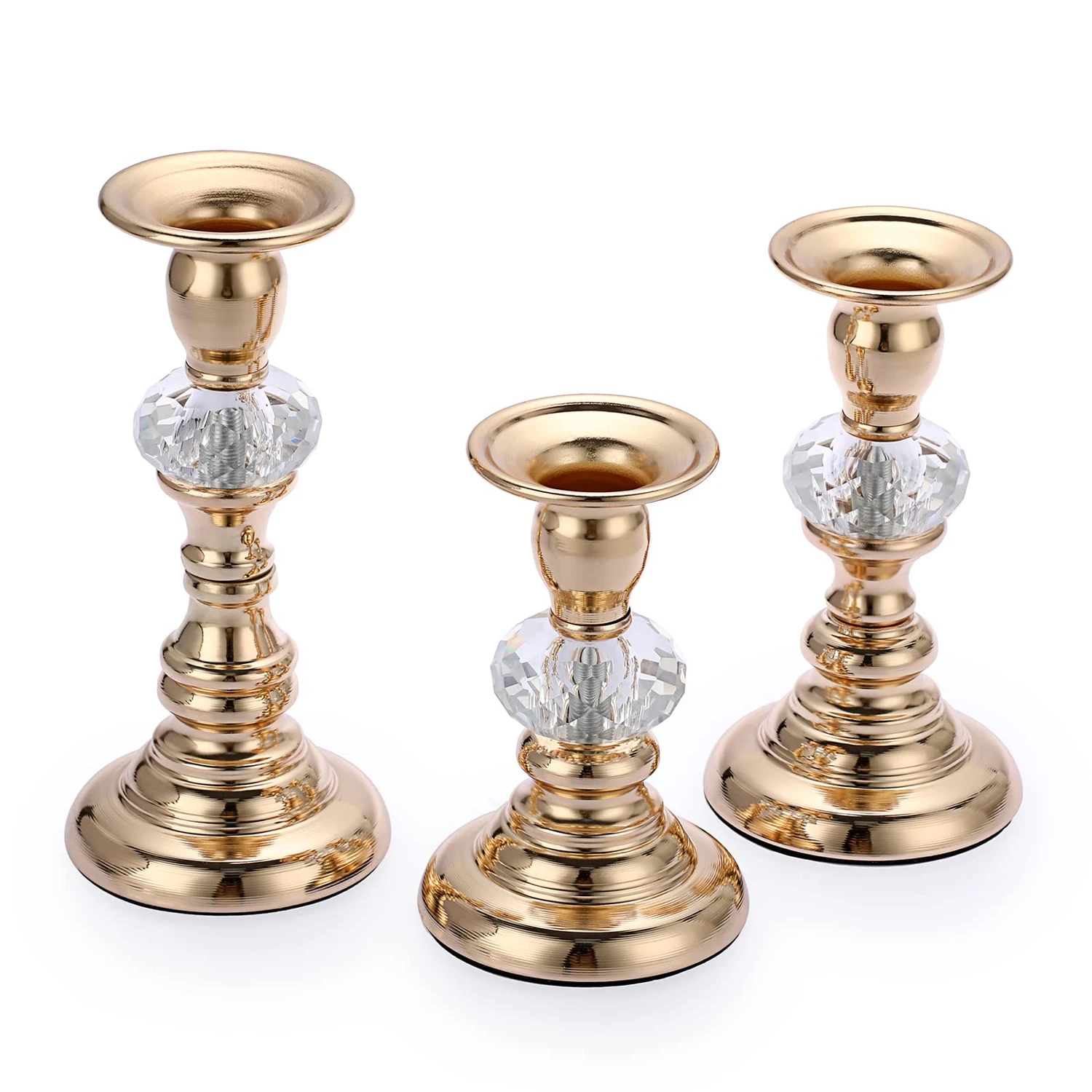 Portavelas cónico Vintage de Metal, candelabro decorativo, soporte para velas de cristal, portavelas cónico para boda, en casa