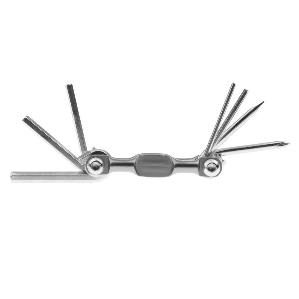 7 In 1 Steel Multi Tool Portable Bike Bicycle Repair Multitool Set Silver
