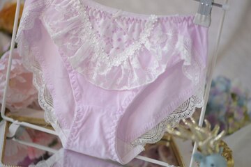 Culotte tanga en coton avec chaîne Unique en dentelle, 100% vraies photos, M L XL, mignonne princesse Kawaii, WP380: Purple / L