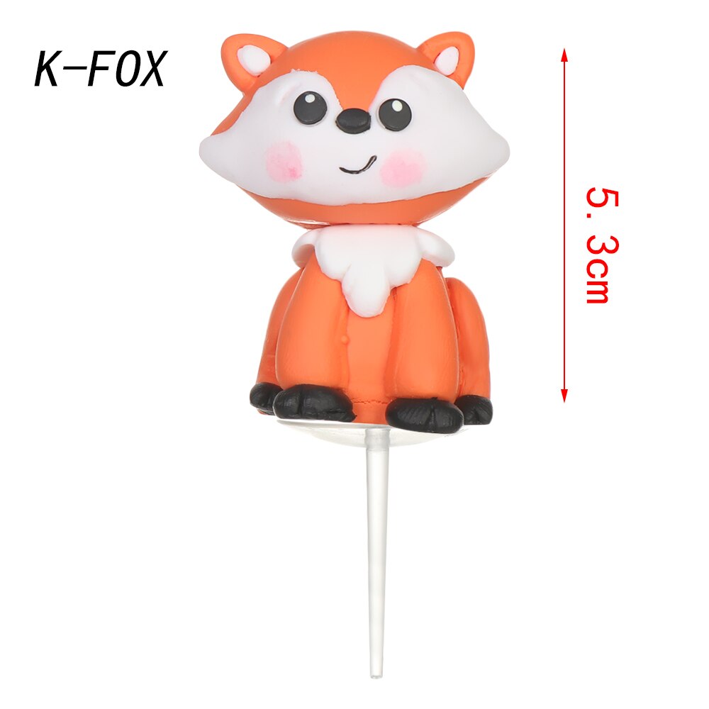 Garniture à gâteau en forme d'animaux | Couleur multicolore, poterie douce, dessin animé, plantes forestières, Safari Jungle, fête d'anniversaire, faveurs décoratives, 1 pièce: K-Fox