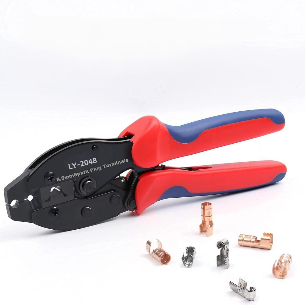 Ratchet Spark Plug Wire Plier Crimper 8.5mm Spark Plug Crimping Stripping Tool Car Automotive Connector Crimping Tools