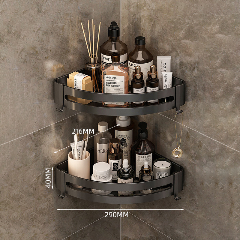 Luxury Bathroom Shelf Shower Shampoo Holder With Hooks Toilet Oragnizer Rack Corner Storage Rack Bathroom Accessories: Triangle Set A