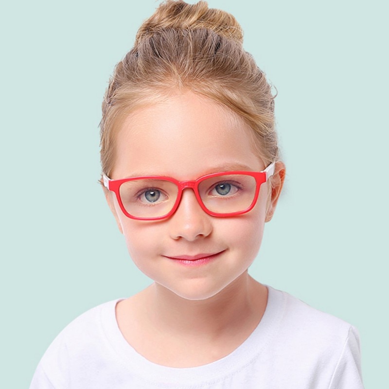 Jongens Meisjes Anti-Blauw Licht Siliconen Bril Kinderen Soft Frame Goggle Bril + Anti Blauw Licht Testkaart + Bril Case