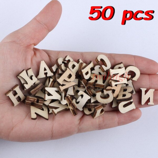 twilingh 50Pcs Natural Color Wooden Buttons Handmade Letter Love 2 Holes: Mixed Letter 50pcs