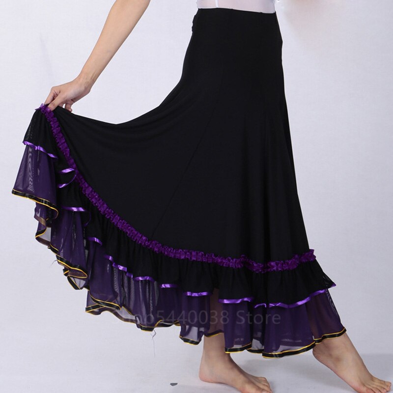 Vestidos de Flamenco español para mujer, 6 colores, falda de baile gitano con volantes, Vestido largo de baile clásico: Color2