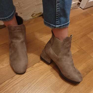 Botas cortas para Invierno para mujer, Botas de caballero a la , botines de tacón alto, puntiagudas, cálidas Botas étnicas de piel