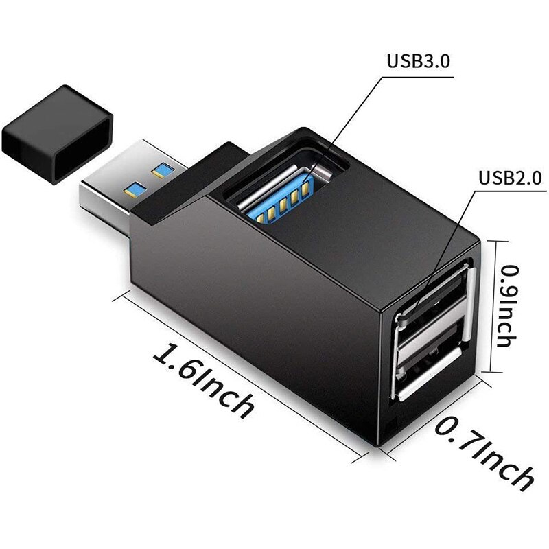 Mini 3-Poort Usb 3.0 Hub High-Speed Data Overdracht Splitter En Adapter Voor Pc Laptops En Desktops