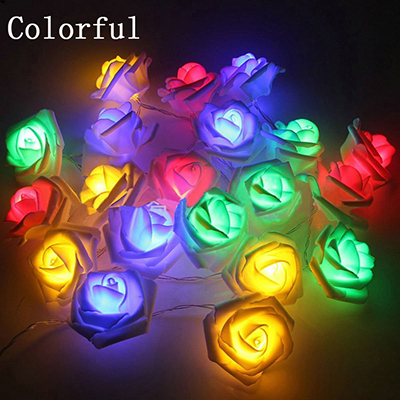 1.5M 10led Rose Bloem Kerst String Lights Battery Operated Valentine Bruiloft Decoratie Bloem Lampen Led Lamp: changeable