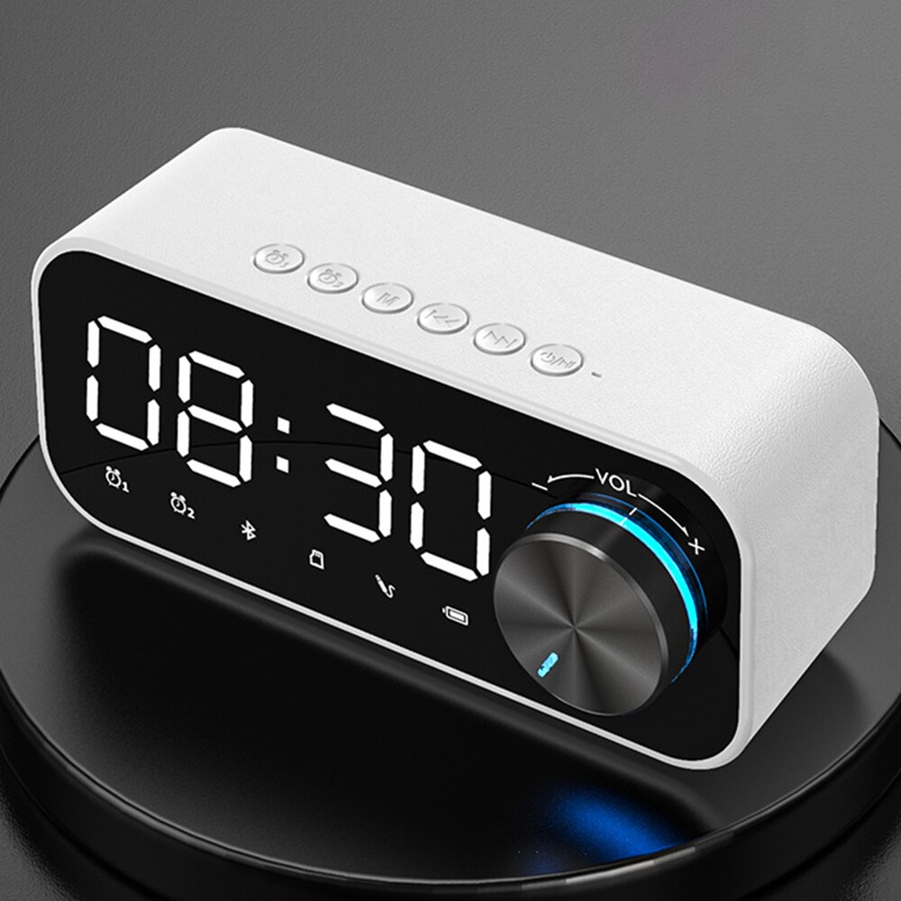 Children Alarm Clock Baby Music Speaker Kids Broadcast Child Night Light Digital Electronic Clock Wireless Bluetooth Speaker: White Gift Plug