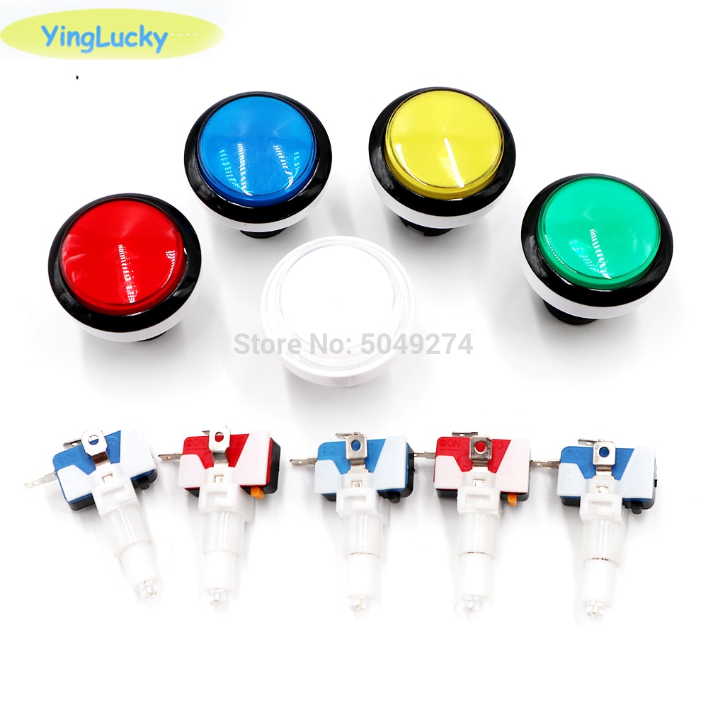 1pcs 46mm 12V arcade led verlichte ronde knop met microschakelaar voor Arcade game machine accessoires