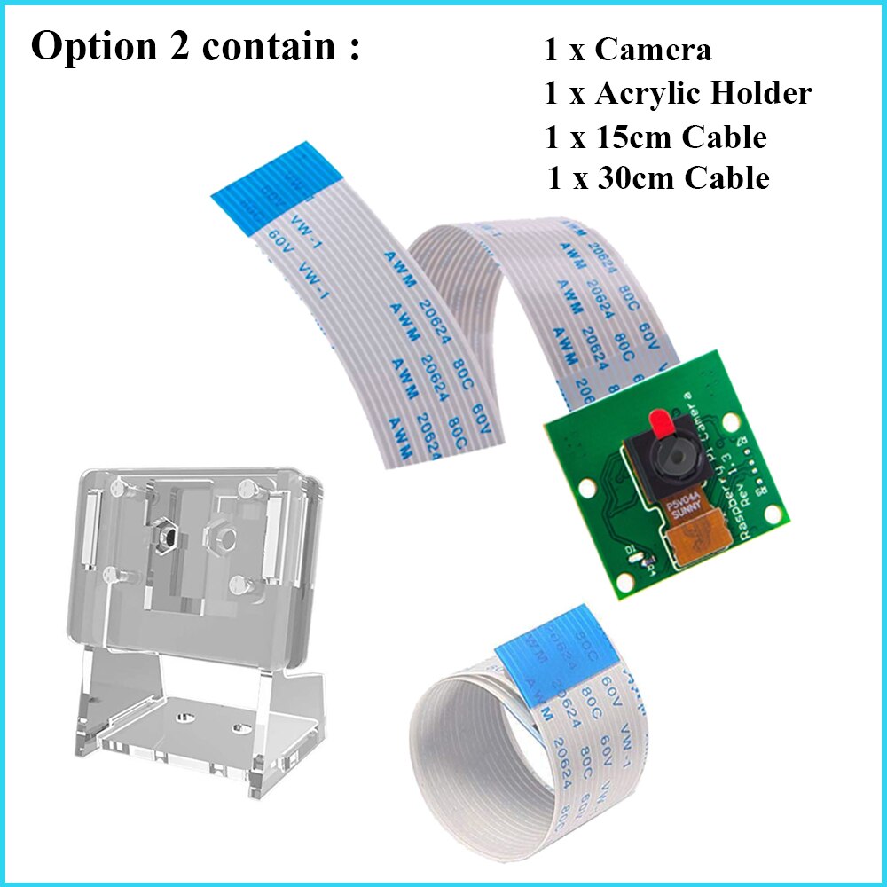 Raspberry Pi 4 5MP Camera 1080P 720P Video Camera Module With Acrylic Holder For Raspberry Pi 4 Model B 4B/3B+/3B/Zero W: Option 2