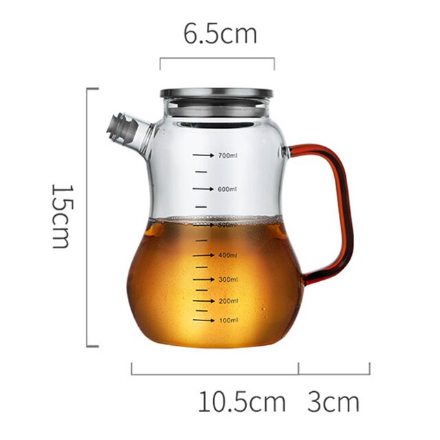 Bouteille d'huile en verre Transparent avec poignée | Échelle résistante à la chaleur à haute Borosilicate fournitures de cuisine, Sauce de soja, vinaigre: Oiler  700ml