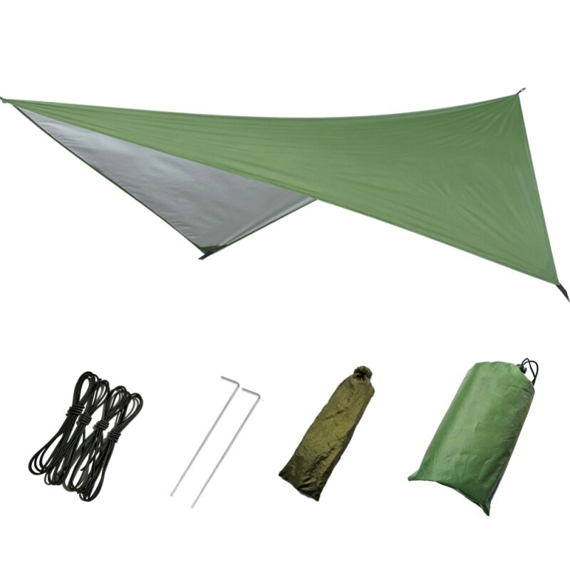Fortelt strand udendørs camping fortelt dækket hængekøje regn flyve presenning vandtæt telt: Grøn / 2.3 x 1.4m