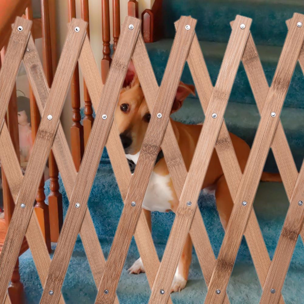 Valla plegable de madera para mascotas, puerta corredera retráctil portátil para gato, perro y mascota, puerta de aislamiento de seguridad