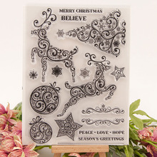 Feliz Navidad cascabel campana Reno Pino claro sello de silicona DIY Scrapbooking álbum decorativo claro sello hojas