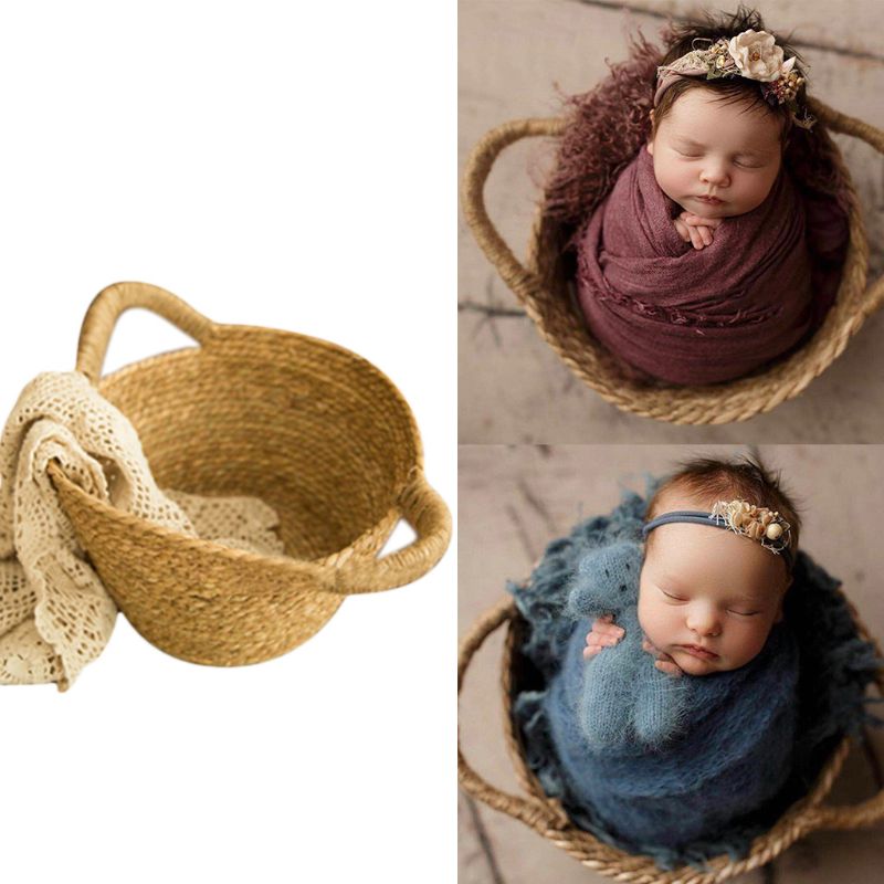 Panier de photographie de -né, accessoires de photographie de bébé pleine lune, paniers tissés pour enfants