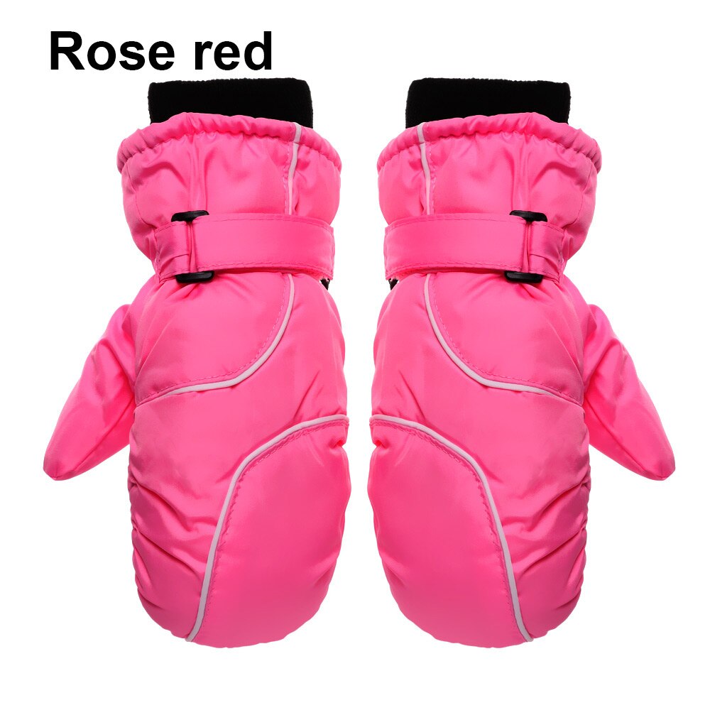 1Pair Children Kids Winter Warm Gloves Boy Girls Outdoor RidingSki Snowboard Windproof Waterproof Thicken Warm Mitten: Type3-rose red