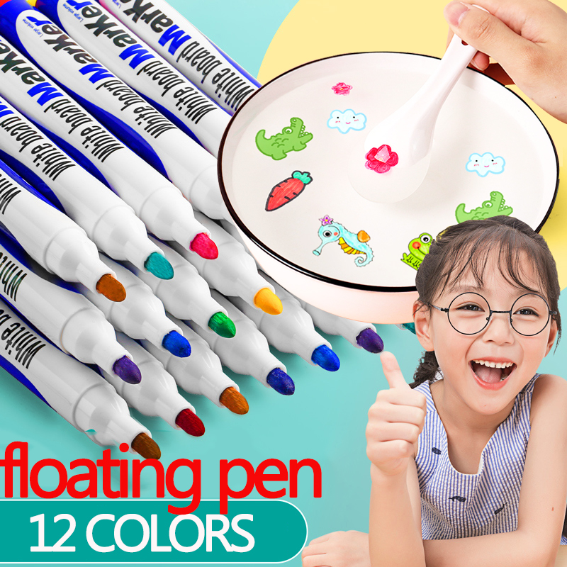 8/12 kleuren magisch water drijvende student schilderborstel whiteboard markers pen schorsing kinderen educatief schilderpen speelgoed