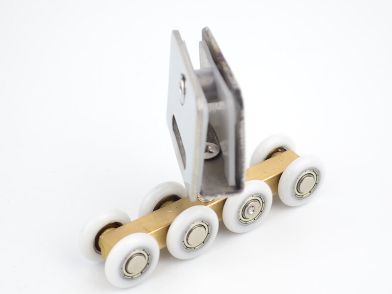 Glazen schuifdeuren, rvs opknoping wielen/katrol, glasklemmen, 8 wielen, spiegel oppervlak, glazen deur fittings 2 sets/packag