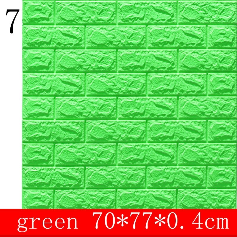 10pcs 3D Wall Sticker Imitation Brick Bedroom Decoration Waterproof Self Adhesive Wallpaper for Living Room Kitchen TV Backdrop: Green