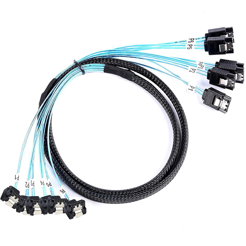 4/6/8 sata para 4/6/8 sata 4.0 7p fêmea 90/180 graus com malha trançada para servidor computador host ssd sata cabo adaptador de disco rígido: Branco / 1.8m