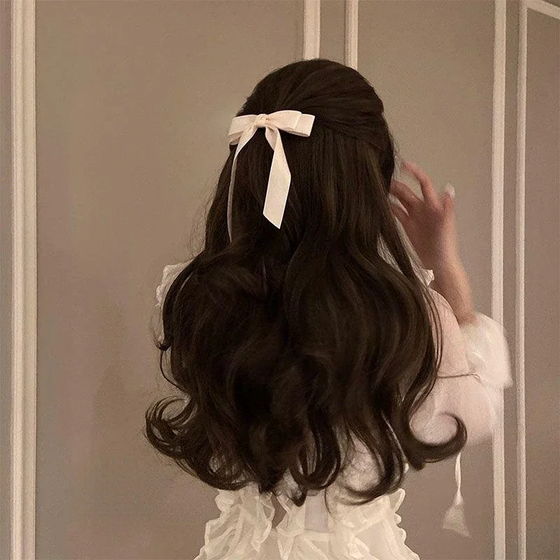 Lystrfac, horquilla con lazo para el pelo de tela a la para mujeres y niñas, pinzas para el cabello con cinta, lazo blanco y negro, Clip superior, accesorios para cabello femenino