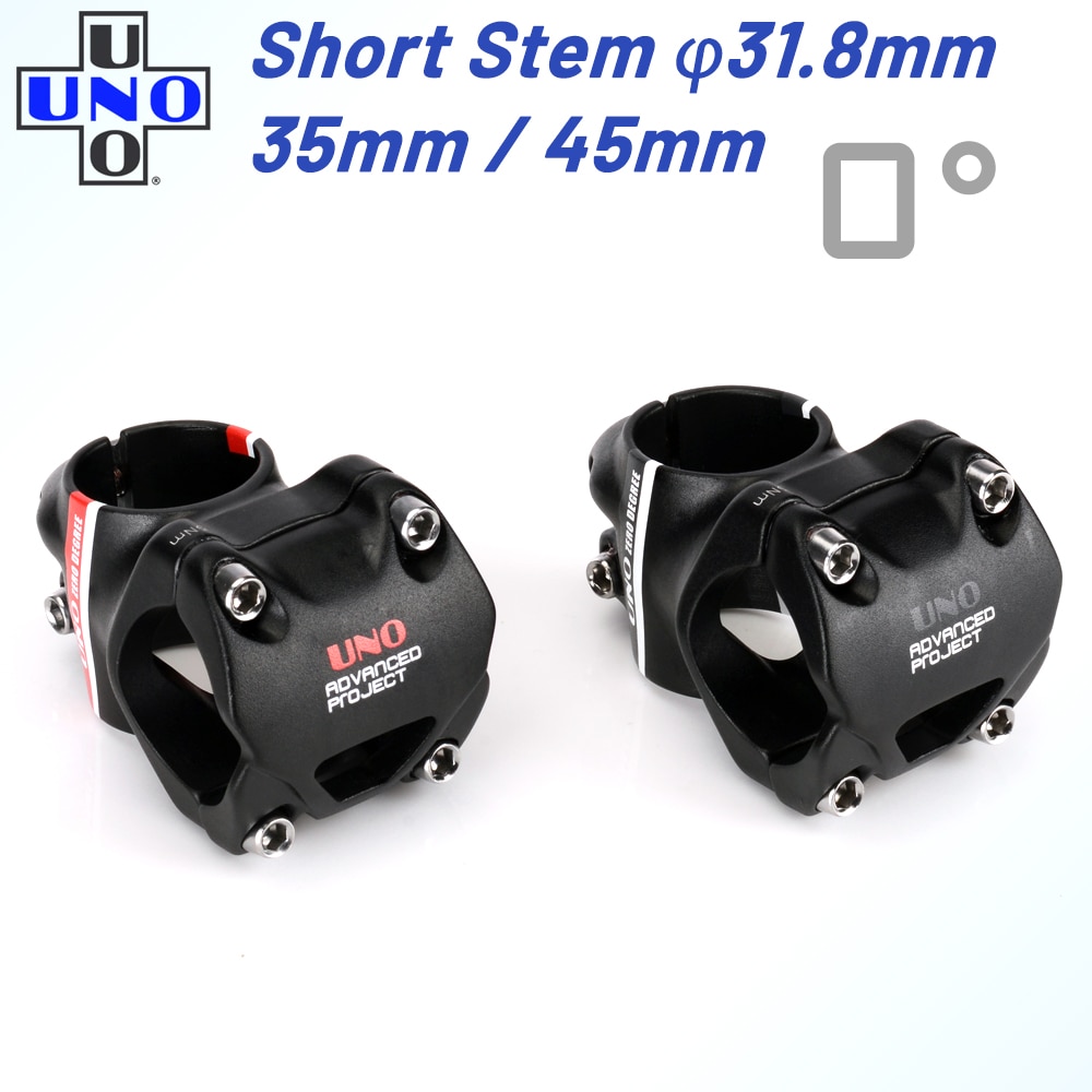 UNO Stem-vástago de aleación de 0 grados AM para bicicleta de montaña, vástago corto CNC mecanizado de 1-1/8 ", 31,8x35mm/45mm para bicicleta de carretera
