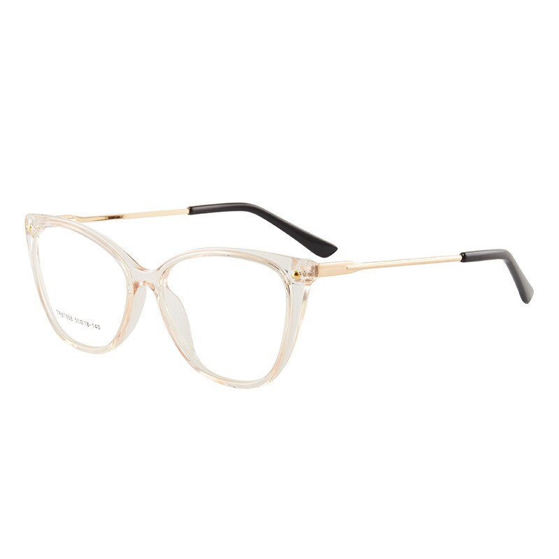 Cat Eye Anti-Blue Ray Optische Brillen Kunststoff Brille Rahmen Vollrand Frauen Stil mit Frühling Scharniere: Yellow