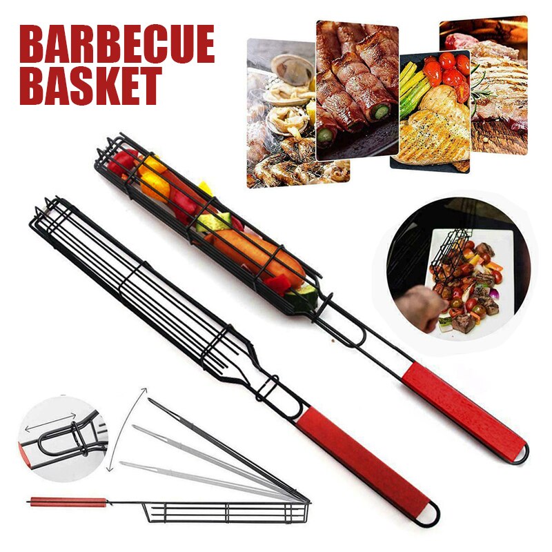BBQ Kabob Grilling Basket Skewers Rack Rotisserie ... – Vicedeal