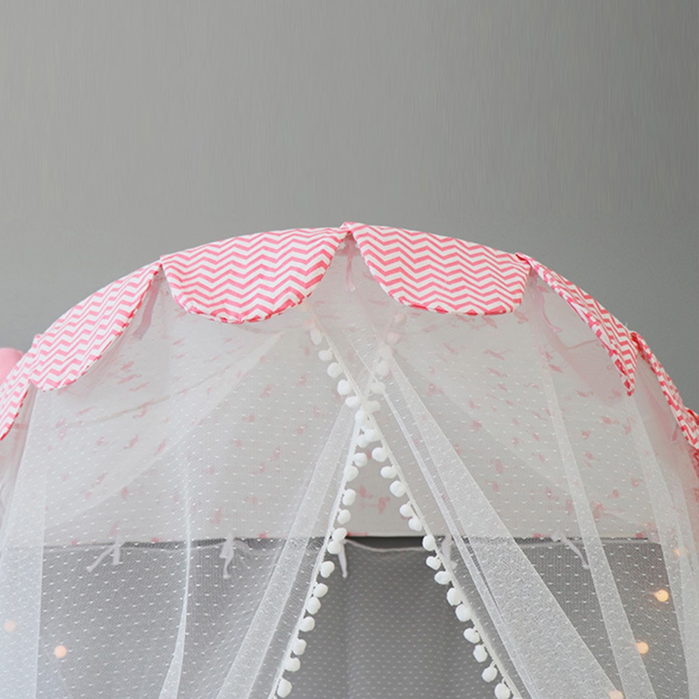 Rideau de canopée en dentelle blanche pour filles, Tipi de princesse rond pour enfants, tente de jeu, décoration de chambre, lit de bébé, filet de berceau suspendu