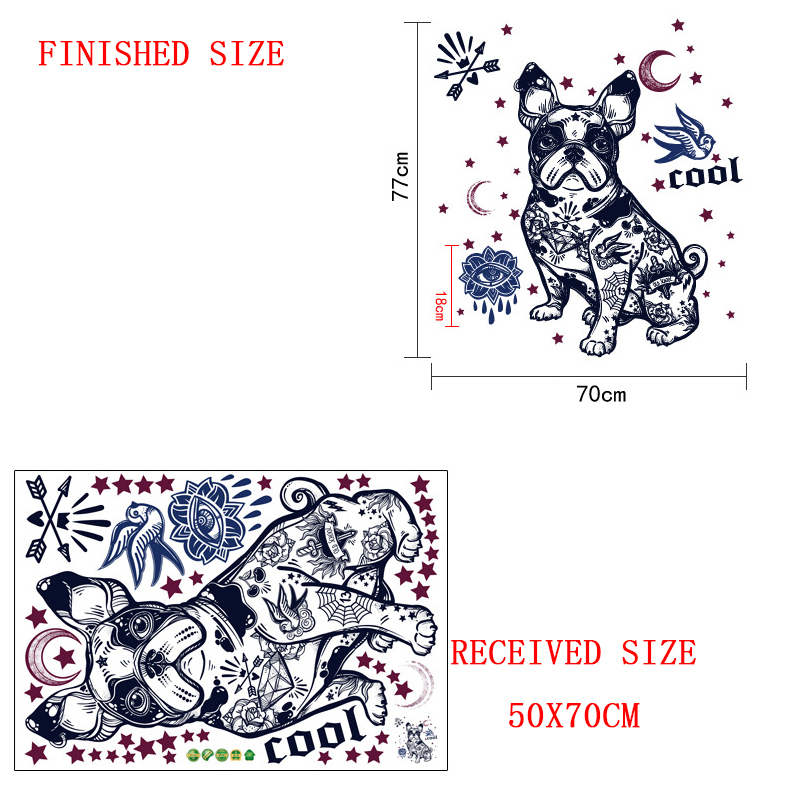 Autocollant mural en PVC pour chien bouledogue français, décoration pour chambre d'enfant, pour salle de bain, accessoire de décoration murale: Or