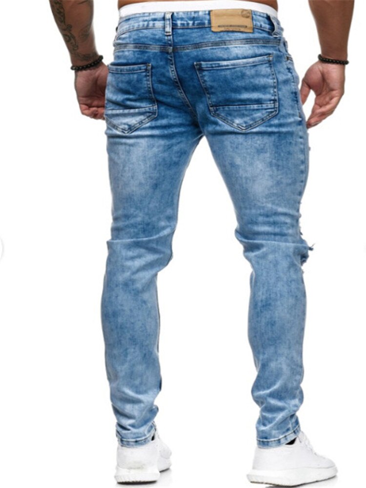Europæiske og amerikanske mænds ripped sk jeans med lige ben 1263