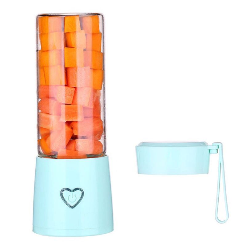 Draagbare mini elektrische sapcentrifuge beker voor eenmalig gebruik persoonlijke blender usb oplaadbare fruit- en groentemengmachine: Blauw