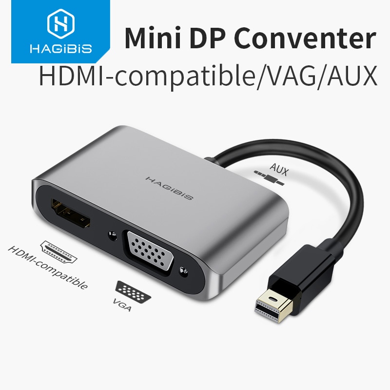 Hagibis Mini DisplayPort to HDMI-compatible VGA Adapter Thunderbolt 2 Converter 4K DP Cable for Apple MacBook Air Pro surface