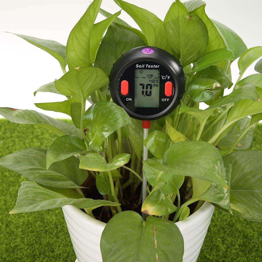 5 in 1 Digital PH Meter Soil Moisture Monitor Soil Temperature Humidity PH Meter Moisture Light Intensity Tester For Garden