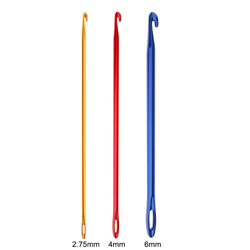 Miusie 3 stk 2.75mm 4.0mm 6.0mm afghansk tunisisk aluminium heklenål vev strikkeverktøy med ødu strikking sy nål håndverk garn