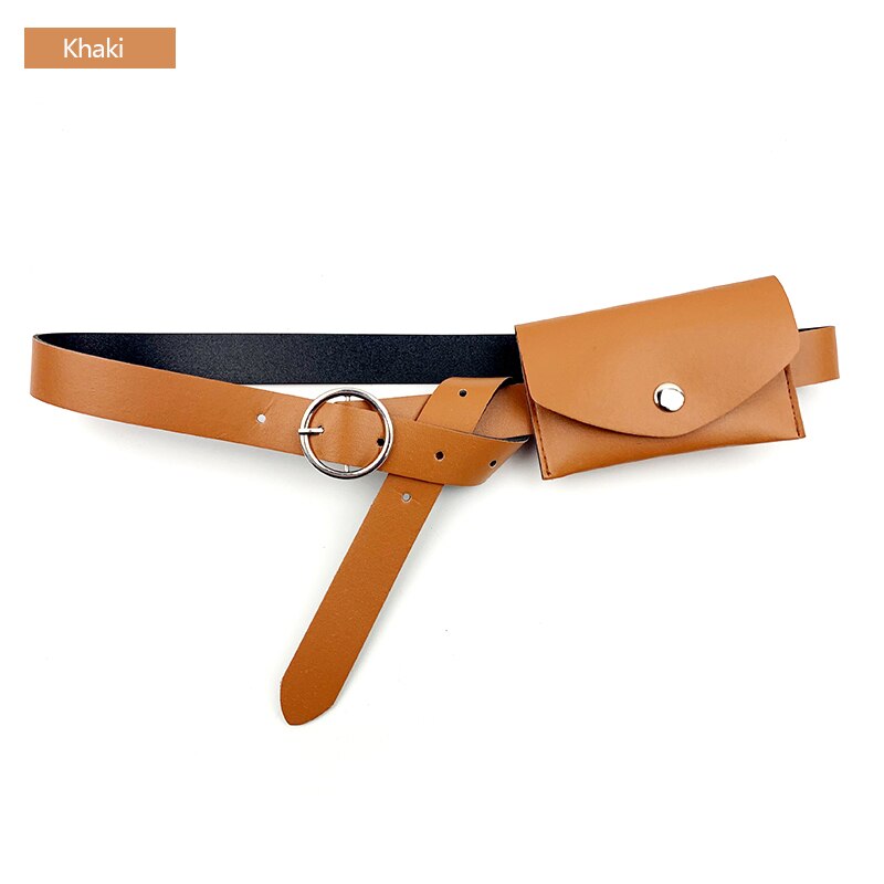 AIREEBAY Frauen Taille Gürtel Taschen Leder Damen Taille Pack Frauen Kleid Felsen Dekoration Kleine fanny Pack: 4228kakhi