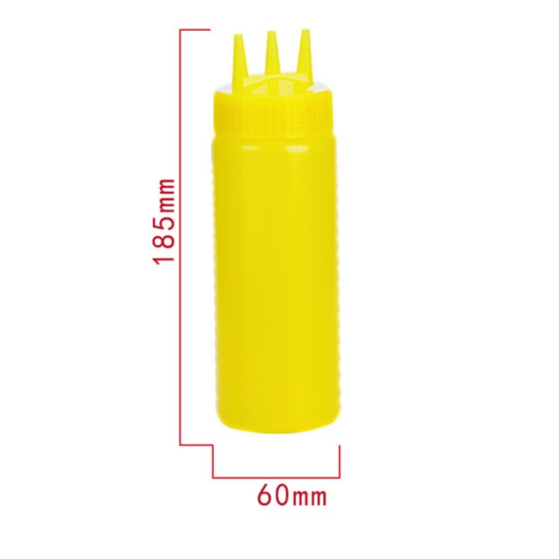 Plastic Sauce Squeeze Bottle With Three Holes Household Kitchen Tool Yellow White Red: SY