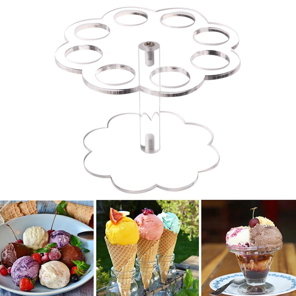 8 Holes Party Stand Ice Cream Cone Holder Home Detachable Graduation Kitchen Transparent Acrylic DIY Practical Wedding Reusable