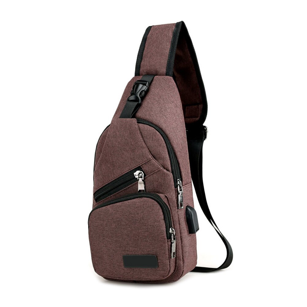 Men Shoulder Bag USB Charge Anti Theft Security Waterproof Travel Man Crossbody Messenger Casual Bag SUB: Brown