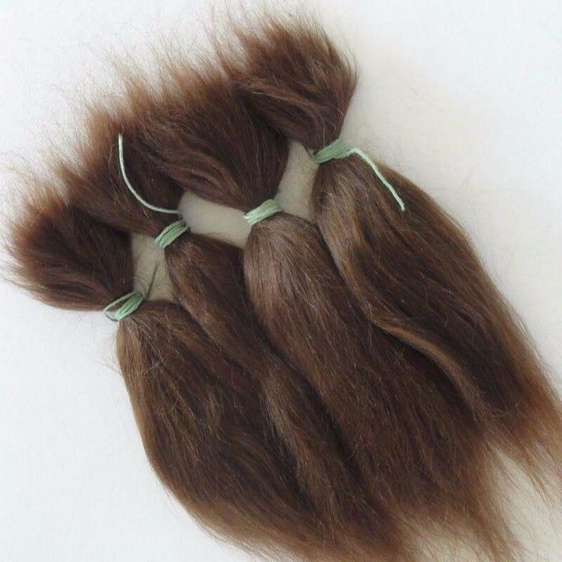 Poupée Mohair naturelle , cheveux de poupée de 6 pouces pour bébé Reborn, de princesse britannique pour filles, marron blond, 15g