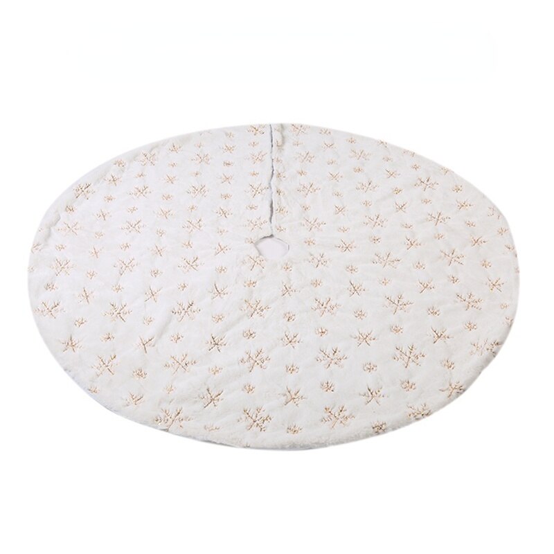 90/120Cm Kerstboom Rok Witte Sneeuwvlok Pluche Mat Faux Bont Voet Tapijt Thuis Xmas Tree Nieuwjaar decors Noel Schort Ornament: Gold Snowflake / 78cm